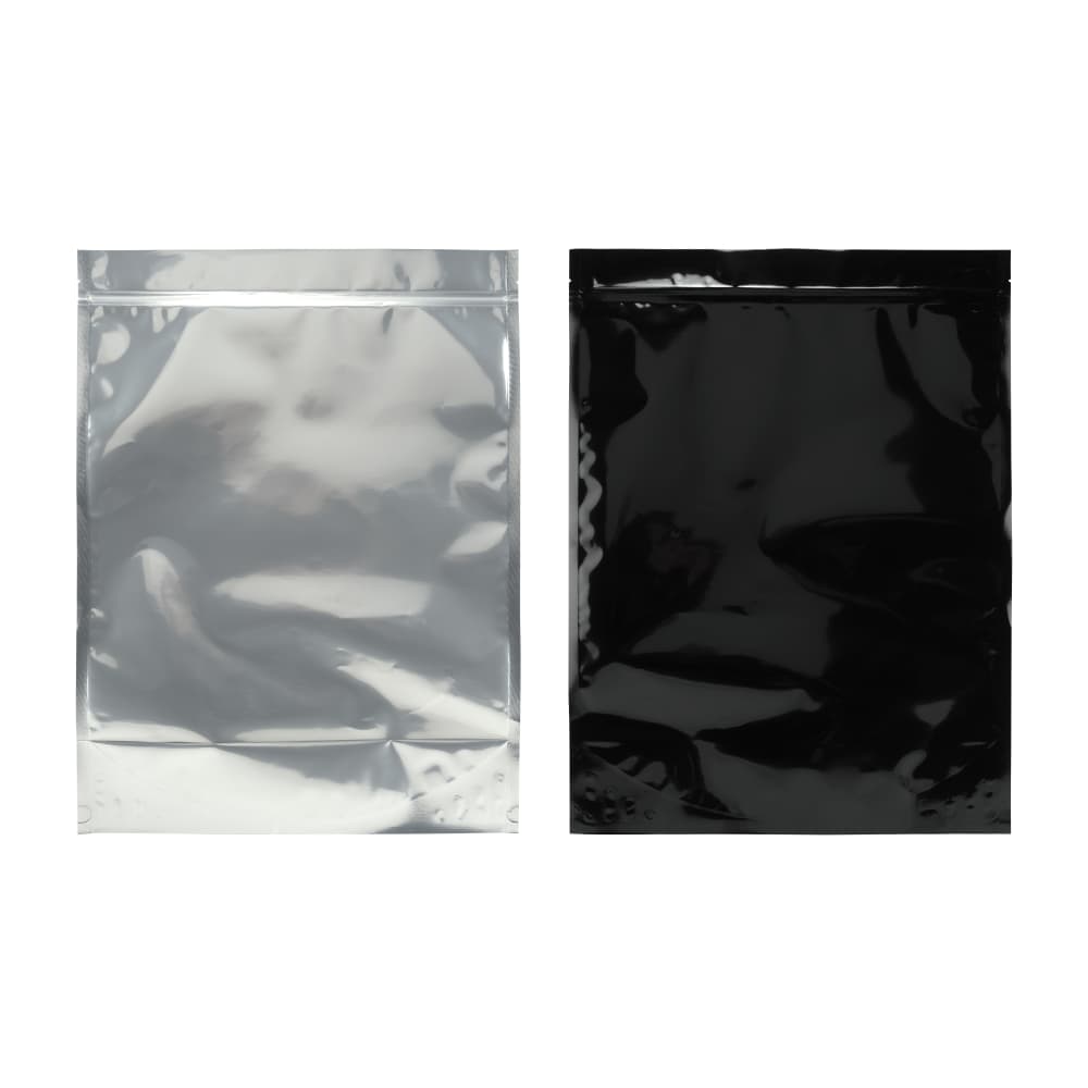 silver and black mylar bags