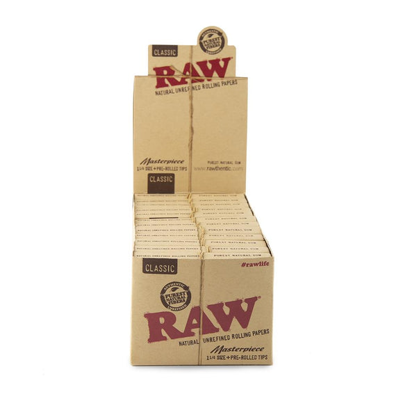 RAW Masterpiece Classic 1 1/4 + Prerolled Tips - 24ct