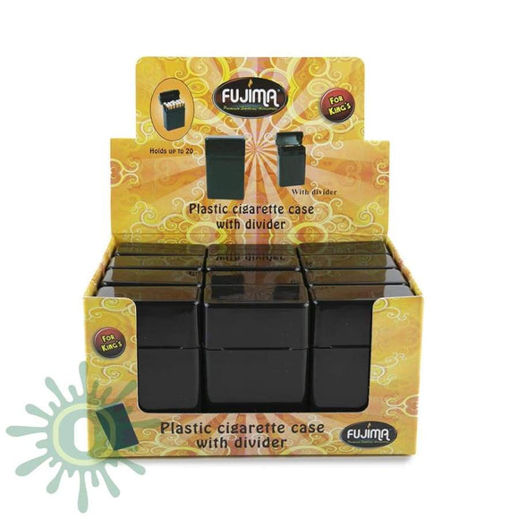 Fujima Plastic Cigarette Case W/ Dividers - For Kings Black 12Ct