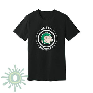 Green Monkey White Logo Mens T-Shirt - Black T-Shirts