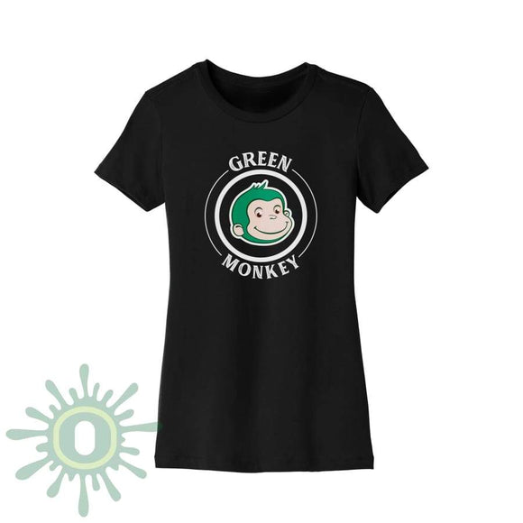 Green Monkey White Logo Womens T-Shirt - Black T-Shirts